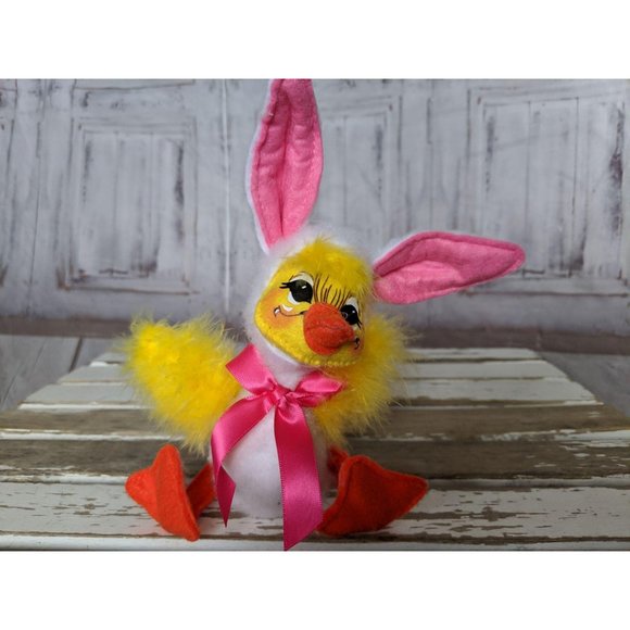 Vintage Annalee Easter Spring Duck Bunny Ears Pink - Picture 1 of 9